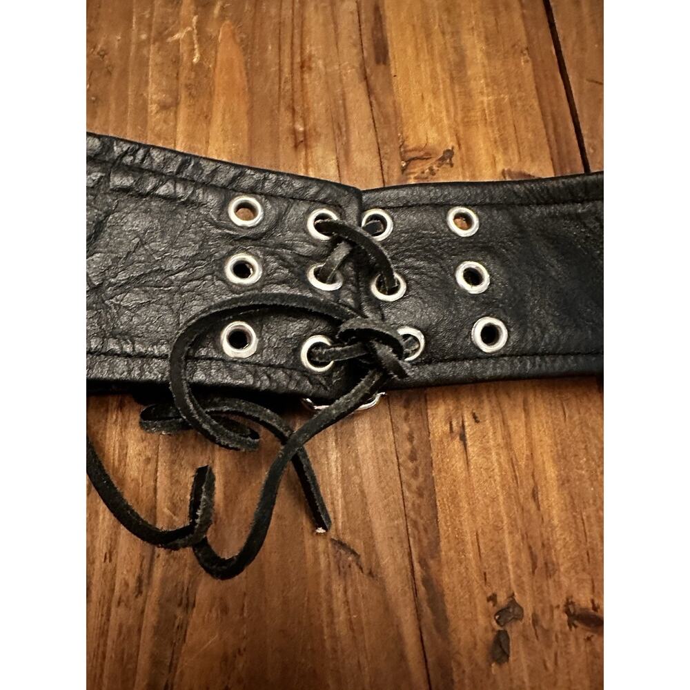 Hot Leather Chaps Genuine Size Large Zip Snap Buckle Motorcycle Riding Biker - Picture 12 of 13